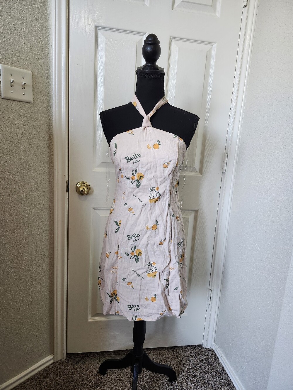 wild fable Pale Pink Halter Mini Dress with Citrus Motif